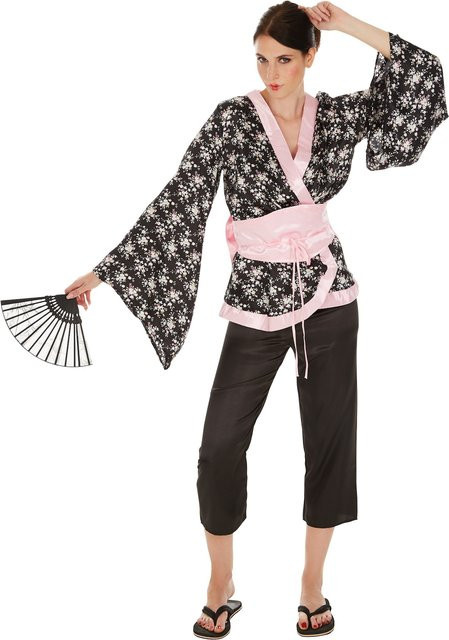 tectake Frauenkostüm Geisha, Schwarz, Textil - Bild 1
