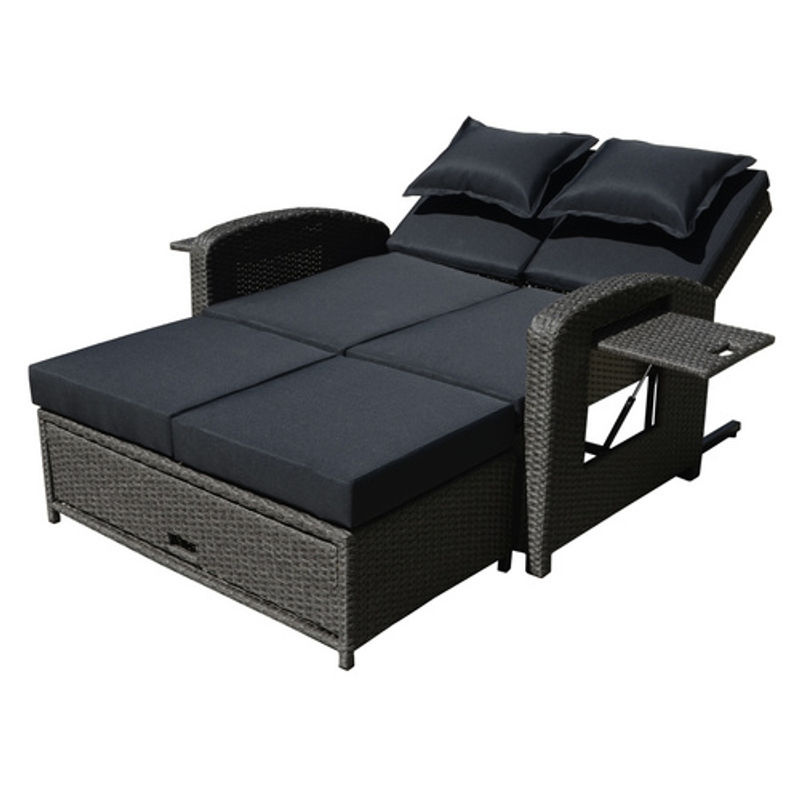 Garden Pleasure Gartensofa NIZZA in Grau mit Auflagen und Aufstelltischen, B/H/T: 117 x 93 x 74 cm - Bild 3