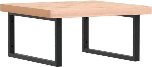 vidaXL Waschbeckenregal zur Wandmontage aus Stahl und Buche Massivholz in Schwarz und Braun - Bild 1