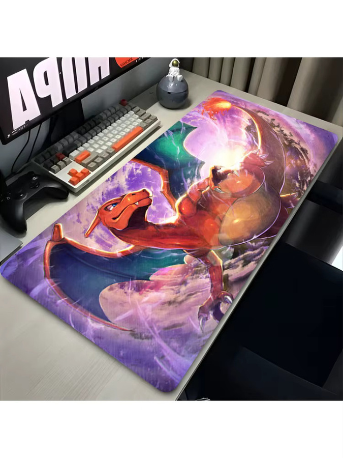 Bandai Mauspad XXL Anime Glurak Gamer-Mausunterlage in Multicolour mit genähtem Rand - Bild 2
