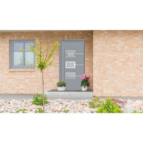 Splendoor Haustür ATHEN Prime aus Aluminium in Verkehrs Grau mit Glaseinsatz, B: 110 cm, H: 210 cm, T: 7 cm - Bild 2
