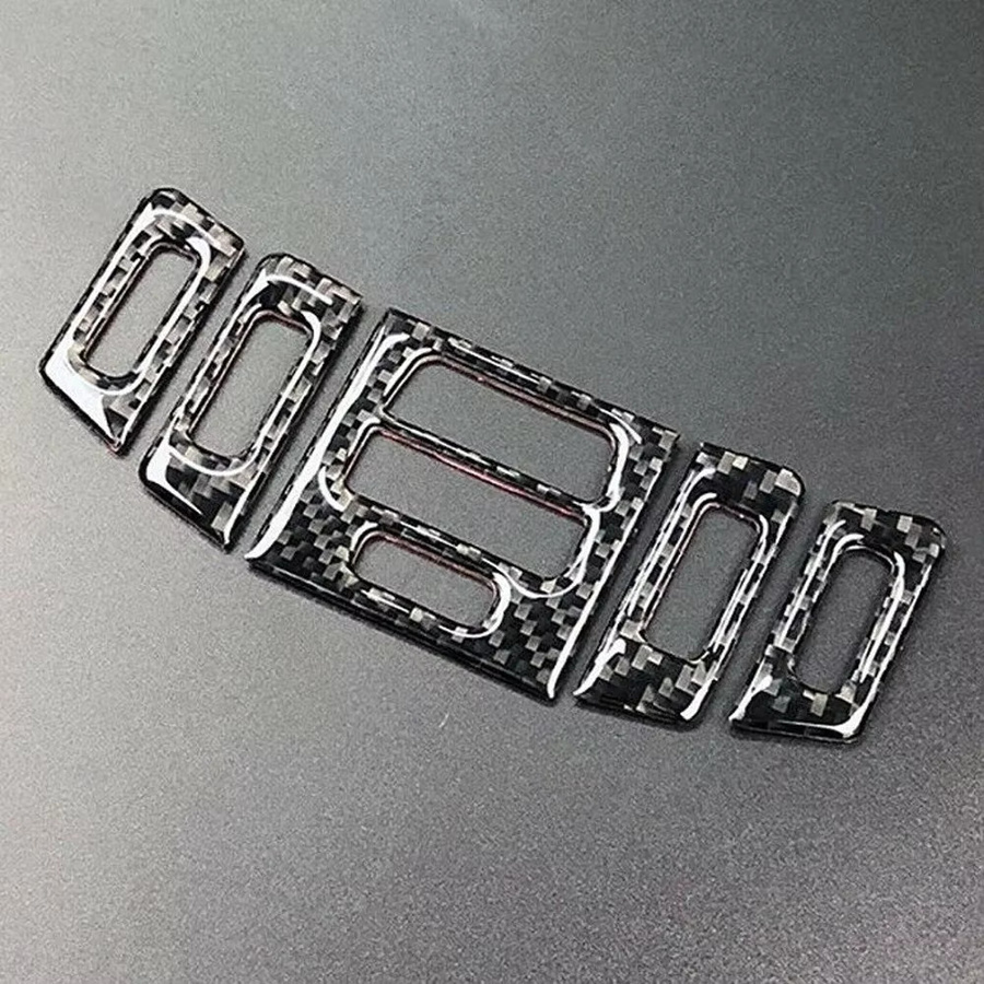 5er Set Carbon Look Innenraum Aufkleber für BMW E90 E92 E93 zur Verkleidung der zentralen Lüftungsauslässe in Schwarz - Bild 2