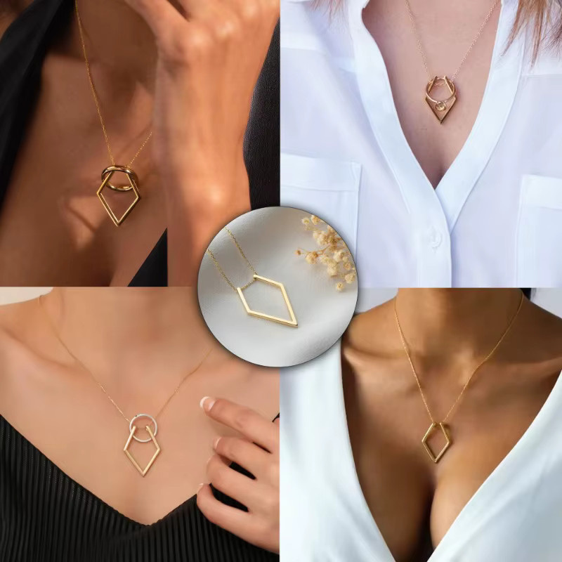duobeiduo Halskette, 18 Karat vergoldeter Titanstahl, Gold, Damen - Bild 2