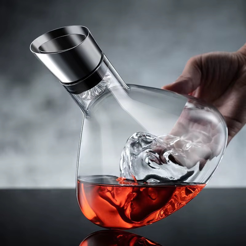 Handgemachter Kristall-Dekanter Eisberg aus bleifreiem Glas für Whisky und Wein, 1,5 l, transparent - Bild 2