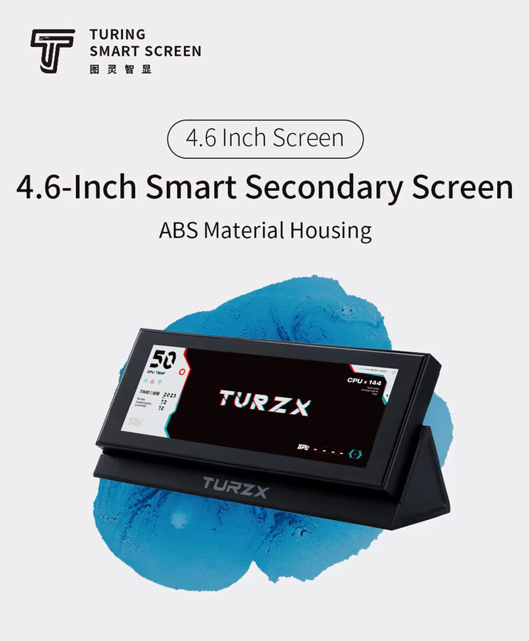 TURZX 4,6 Zoll IPS Smart Screen USB Sekundärbildschirm für CPU GPU RAM mit 960x320 Auflösung zur Desktop-Erweiterung für Windows 10 11 - Bild 4