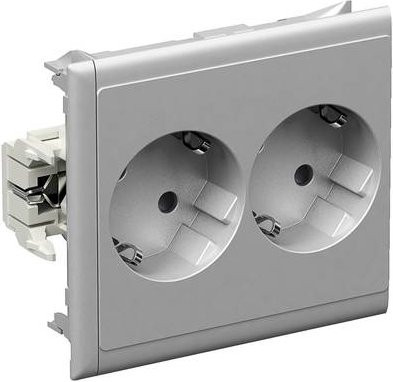 Schneider Electric 5940013 Einbaudose mit 2-fach Steckdose in Weiß und Silber - Bild 1