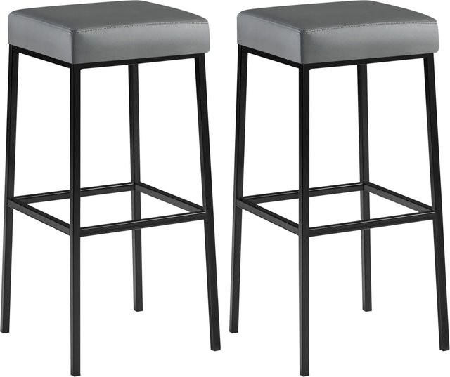 CLP 2er Set Barhocker Montreal aus Kunstleder in Grau/Schwarz - Bild 1