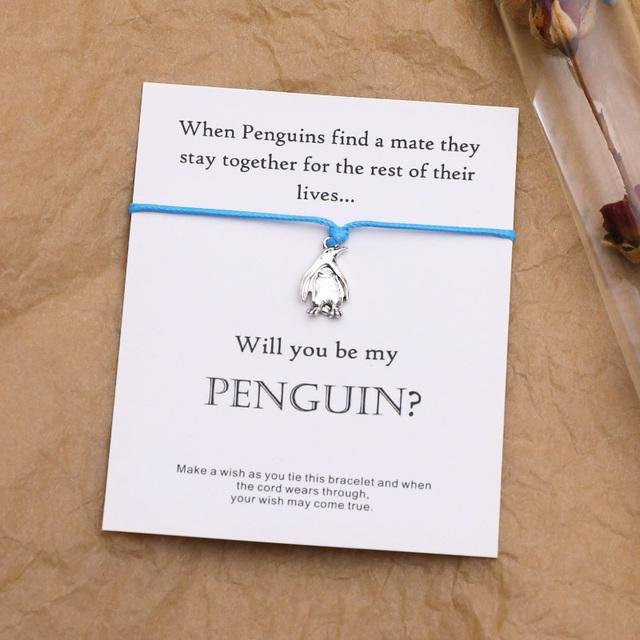 Wucifang Jewelry Freundschaftsarmband, Pinguin Anhänger, Metall, blau, Unisex - Bild 1