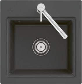 Villeroy & Boch Spüle Subway Style 50 S Flat in Black, bündig einbaubar, Keramik, rechts mit Gitter und Ablaufgarnitur - Bild 1