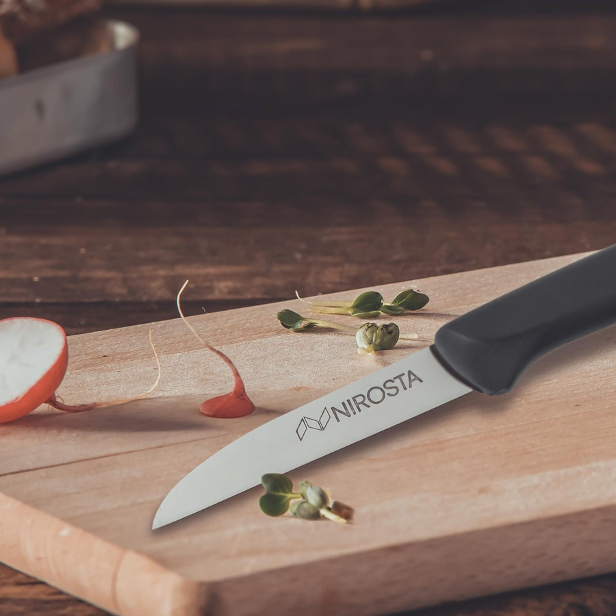 Nirosta Gemüsemesser Optima mit 7,5 cm Klinge aus Edelstahl und schwarzem Kunststoffgriff - Bild 2