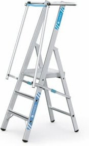 Zarges ZAP Safemaster S Stufenleiter aus Aluminium mit großer Plattform, 3 Stufen, Silber - Bild 1