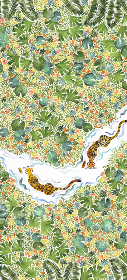 Isidore Leroy Wandtattoo Mural Tigres Naturel in Grün und Multicolour für Kinderzimmer - Bild 1