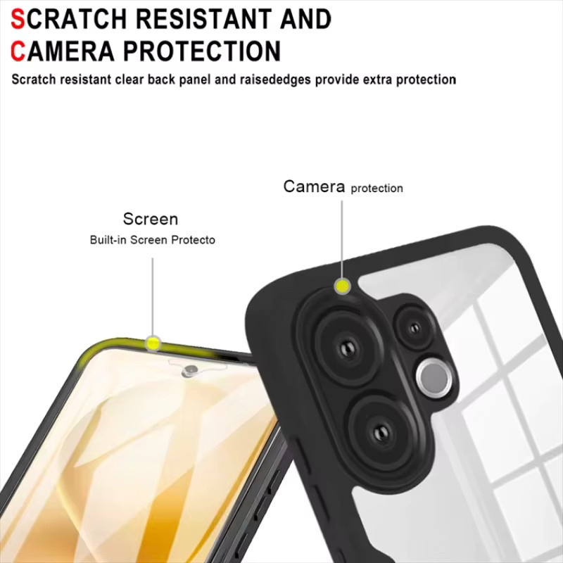 Transparente doppelschichtige Schutzhülle für VIVO X300 Pro V60 Lite Y76S Y75 Y55 Y20 Y31 Y04 Y29s U5 Z6 aus Acryl und TPU mit 360 Grad Vollschutz und stoßfester Abdeckung - Bild 5