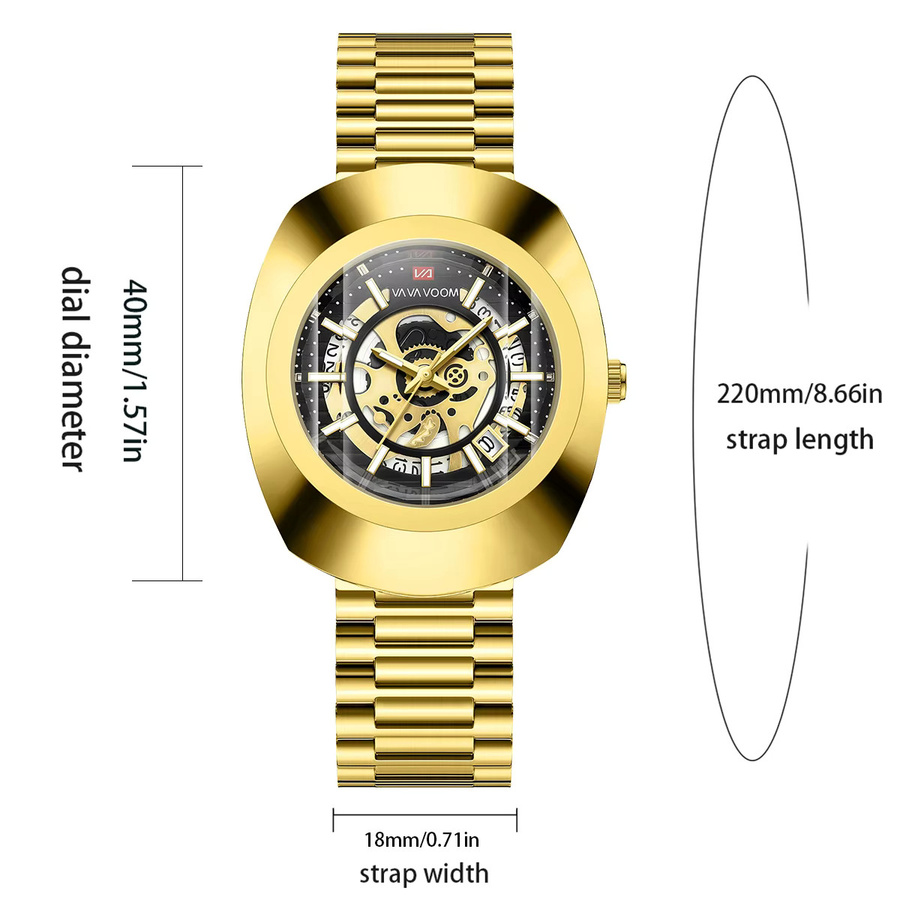 VA VA VOOM Armbanduhr, Analoguhr, Edelstahl, Gold, Herren, Oval - Bild 1