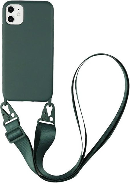 Silikon Handyhülle mit Lanyard und Crossbody-Kette für Apple iPhone, Farbe: Grün - Bild 1