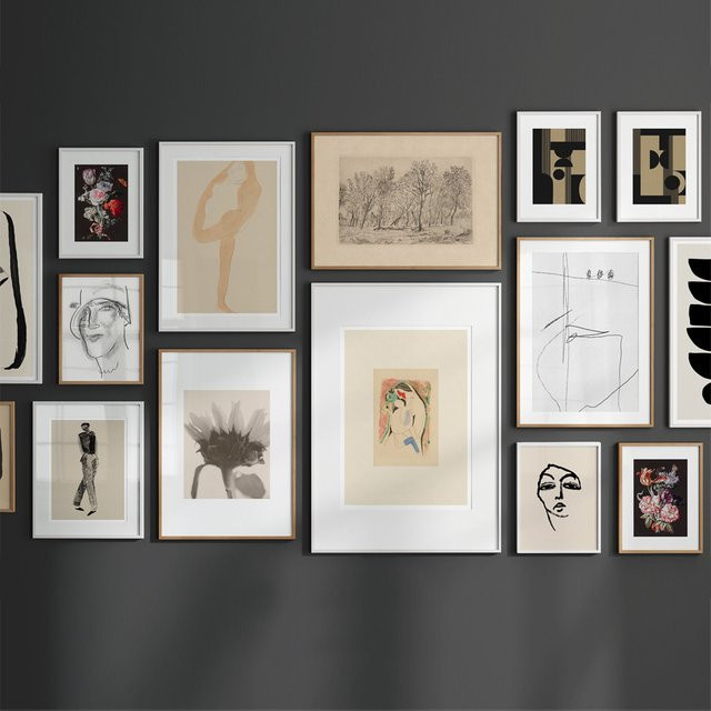 Potdemiel Leinwand Wandkunst Vintage Poster mit abstrakten Linien, Geometrie, Blumen, Figuren und Landschaften für dein Wohnzimmer - Bild 1