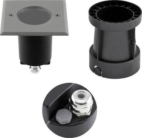 EVN Bodeneinbauleuchte GU10 Hochvolt-Halogenlampe in Grau, quadratisch - Bild 1