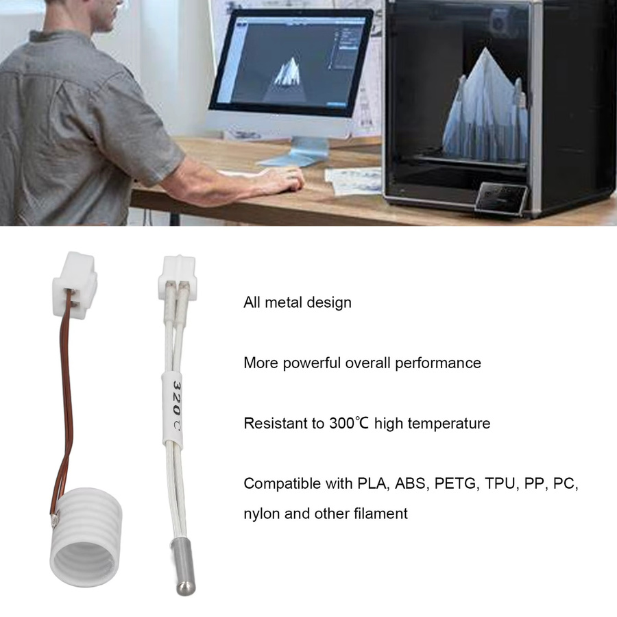 Creality Hotend Keramik-Heizungsthermistor-Kit 60 W für K1 und K1 Max 3D-Drucker Ersatzteil in Weiß - Bild 2