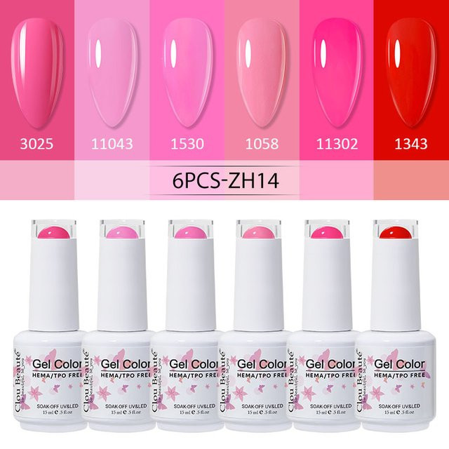 Clou Beaute Gel Nail Polish Kit, 6-teiliges Set, Glänzend - Bild 1