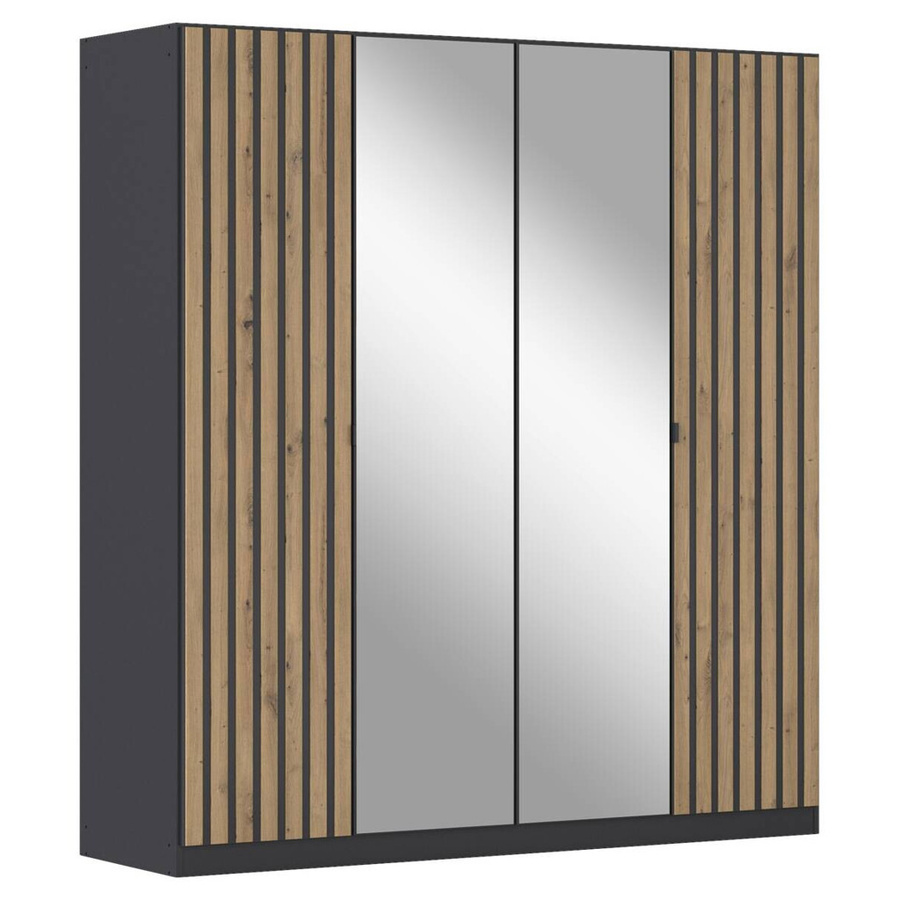 Kleiderschrank Genua von poco in Grau Eiche, B/H/T: 181 x 197 x 54 cm - Bild 3