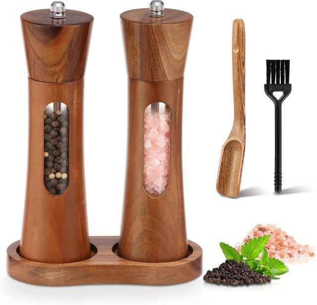 Willstar 2er-Set Salz- und Pfeffermühlen aus Holz in Braun - Bild 1