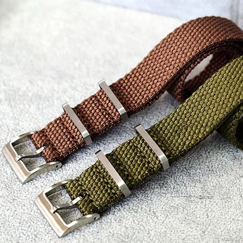 HQstrap Uhrenarmband Leinen Nylon, Army Green, Herren, 20mm 22mm - Bild 2