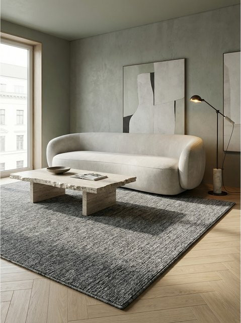 Kadima Design Teppich Kurzflor AMMER in Grau, einfarbig, B: 120 cm, L: 170 cm - Bild 1