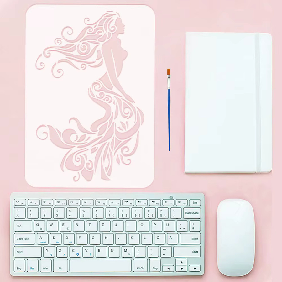 6 Stück PET-Schablonen zum Ausstechen und Malen für DIY-Scrapbook und Fotoalben, transparent - Bild 3
