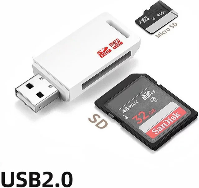 JONSNOW USB 2.0 TF Micro SD Kartenleser Adapter für Computer und Laptop in Schwarz oder Weiß - Bild 1