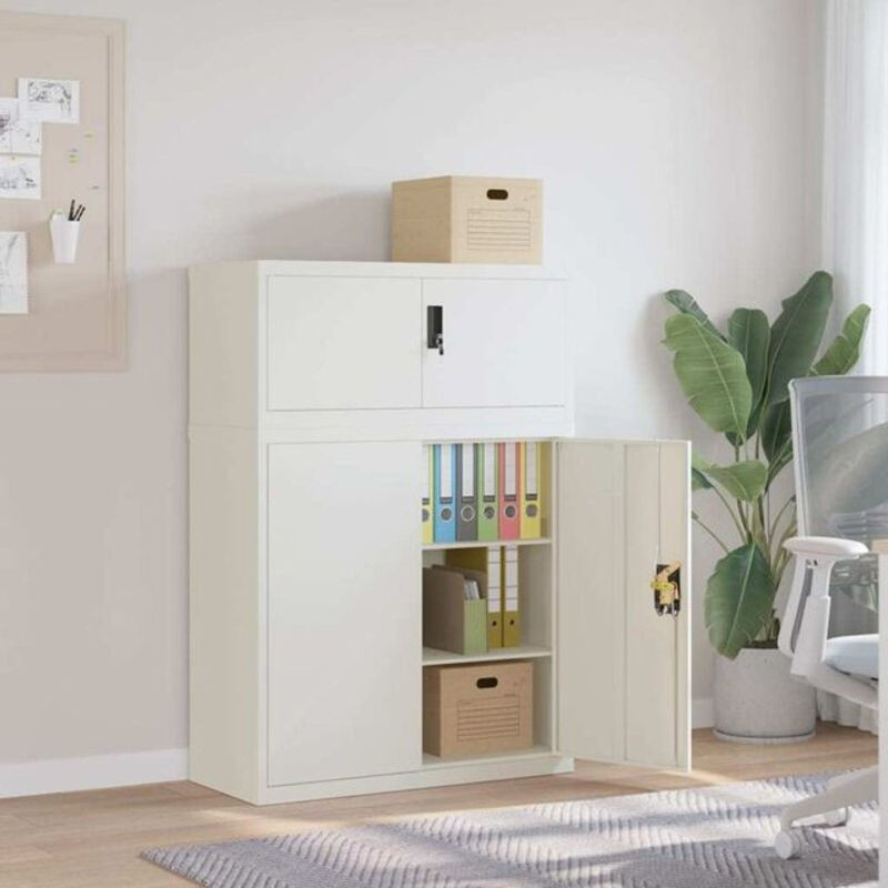 Vidaxl Aktenschrank aus Stahl in Weiß mit Drehtüren, B/T/H: 90 x 40 x 130 cm - Bild 1
