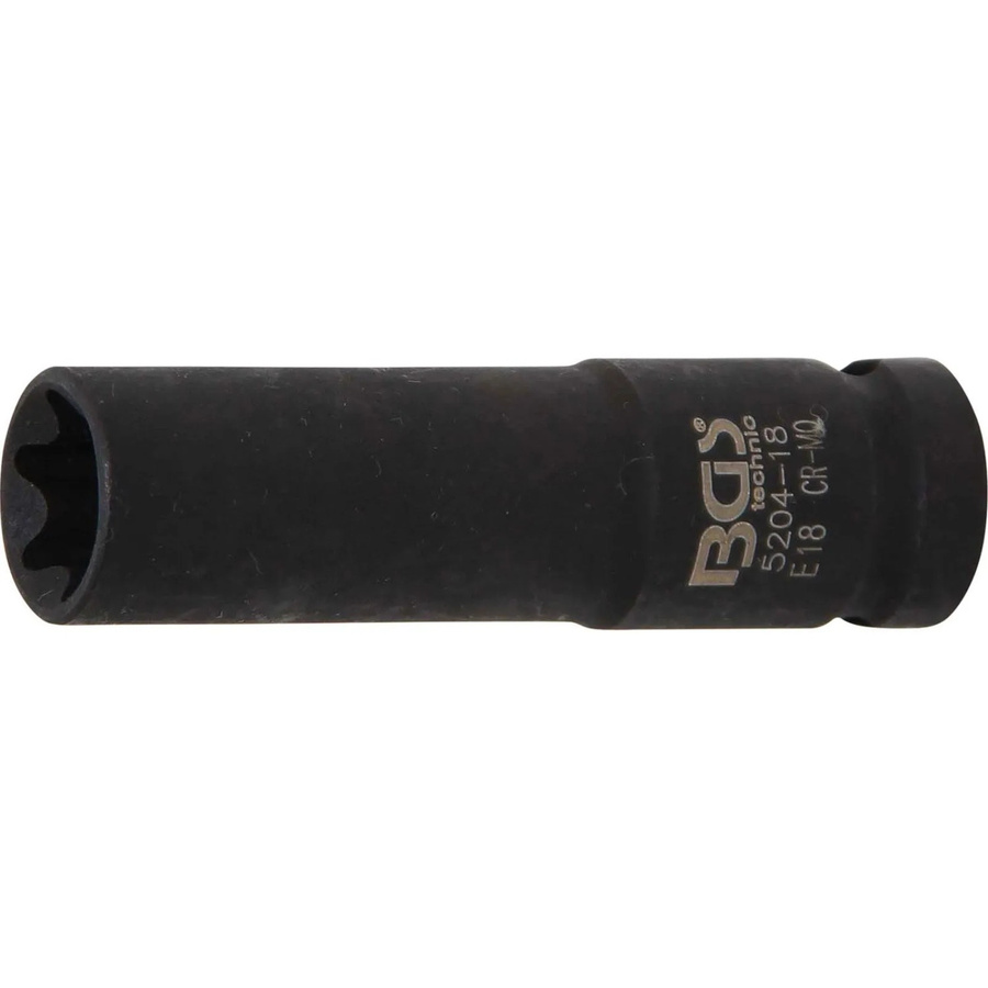BGS Kraft-Steckschlüssel-Einsatz E-Profil tief 5204-18 mit 1/2 Zoll Antrieb und SW E18 mm - Bild 2
