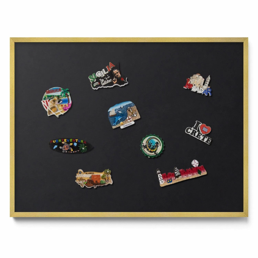 Tulup Magnettafel aus Metall mit Goldrahmen in Schwarz, B: 80 cm, H: 60 cm - Bild 2