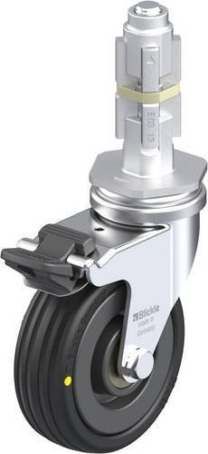Blickle LRA-VPA 75K-FI-EL-E03 Lenkrolle mit Feststeller in Schwarz und Silber, Rad-Durchmesser: 75 mm, Tragfähigkeit: 45 kg - Bild 1