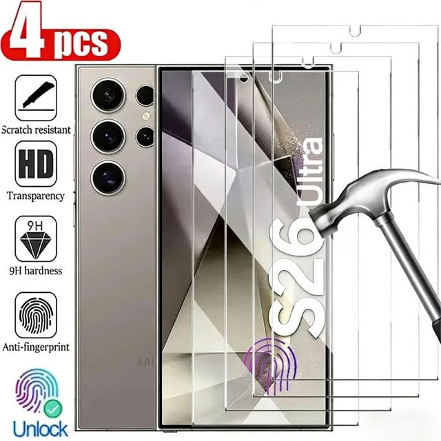 Displayschutzfolie für Samsung Galaxy S26 Ultra, S25 Plus, S24 Plus und S23 Plus, transparent, 1–4 Stück, mit Fingerabdruck-Unterstützung und Kratzschutz - Bild 1