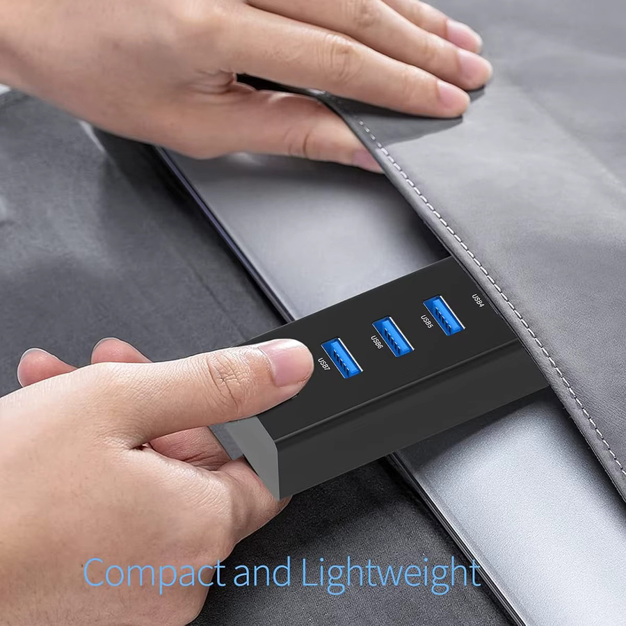 USB 3.0 7-Port-Hub für Hochgeschwindigkeits-Dateiübertragung mit Anti-Burnout-Schutz in Schwarz - Bild 6
