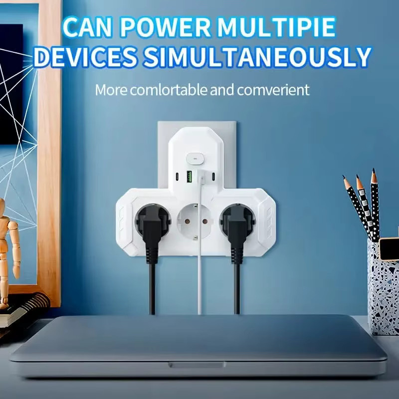 Steckdosenleiste mit USB und Typ-C-Anschluss für das Heimbüro, EU-Stecker, erhältlich in Schwarz oder Weiß - Bild 3