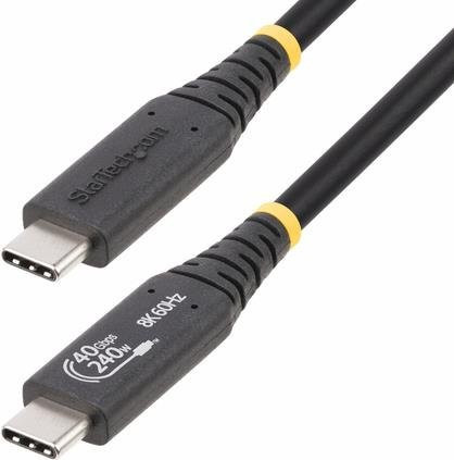 StarTech.com USB4 USB-C Kabel Schwarz, 40 Gbps, USB-IF zertifiziert, unterstützt Thunderbolt 3, Thunderbolt 4 und DisplayPort 1.4, Länge: 1,0 m - Bild 1