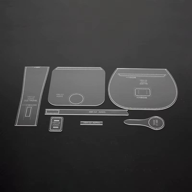 YOMDID 7-teiliges Acryl Leder Werkzeug Set mit Schablonen für Vintage Umhängetaschen und Handtaschen, transparent - Bild 2