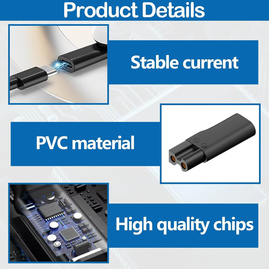 Brangdy 6-teiliges USB-C Ersatz-Ladegerät Set in Schwarz für Haarschneidemaschinen, Bartschneidemaschinen, Rasierer und Schreibtischlampen - Bild 3