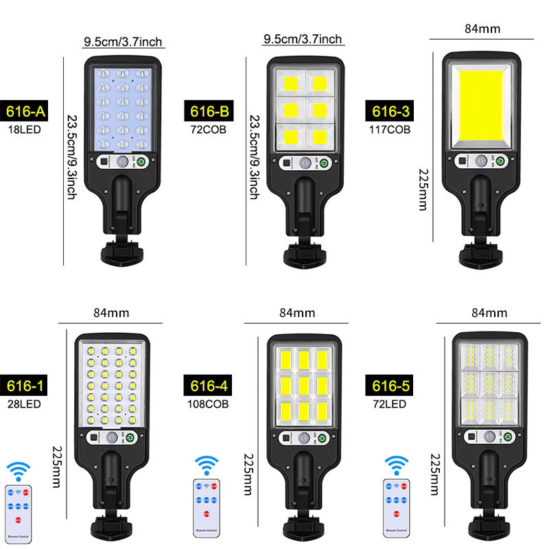 XIWANGFIRE LED-Solar-Straßenlaterne mit COB + SMD und Bewegungsmelder, wasserdichte Solarlampe in Schwarz für Garten und Terrasse - Bild 2
