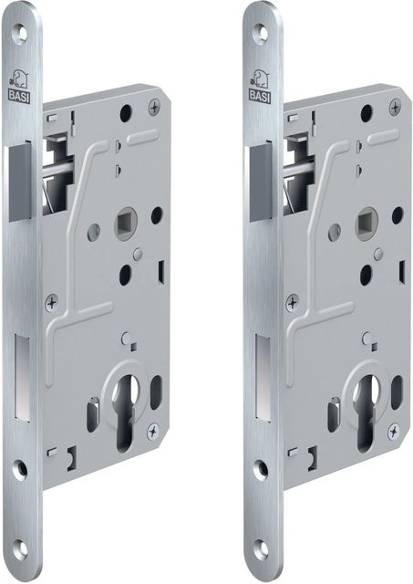 BASI Zimmertürschloss ES 928 PZW DIN Rechts Rundstulp Edelstahl Silber 2er Set - Bild 1