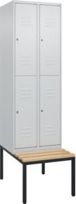 C+P Doppelstock-Spind Classic PLUS Sitzbank mit 2 Abteilen, Buche-Hartholz, B/T/H: 212,0 x 60,0 x 81,5 cm - Bild 1
