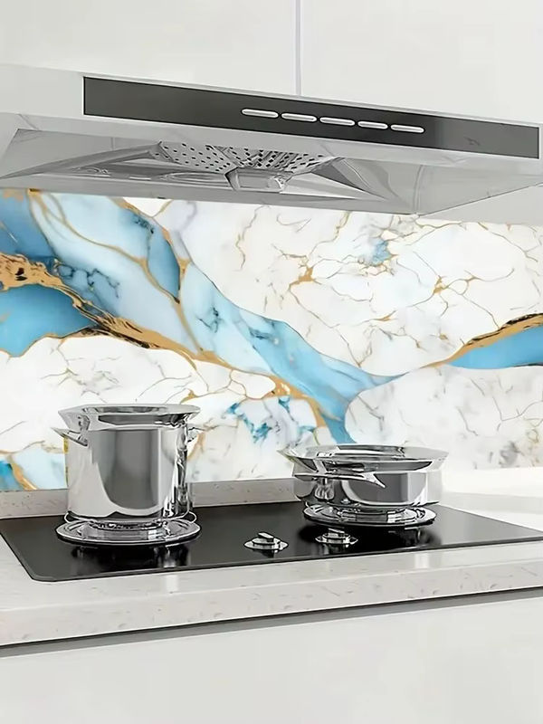 Selbstklebende Wandaufkleber von ctzszzmm im modernen Marmor-Design, wasserdichte und feuchtigkeitsbeständige Tapetendekoration in Mehrfarbig, rechteckig und abstrakt - Bild 4