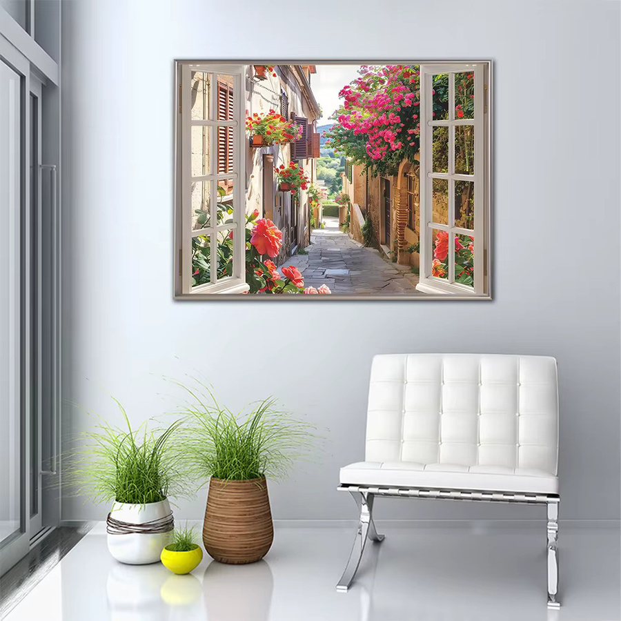 Momoart Diamant-Mosaik DIY Set Straßenmuster für Erwachsene mit runden Steinen in Multicolour zur Wanddekoration - Bild 3