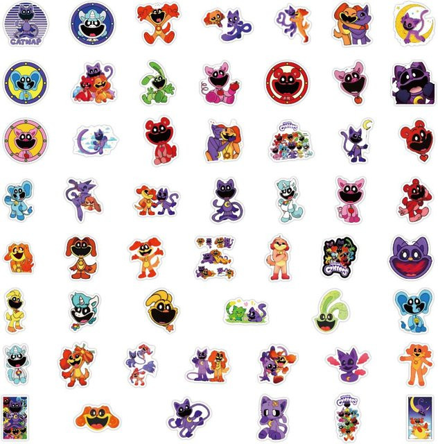 50 Blatt Take One Lachende Critters Graffiti Aufkleber in White und Multicolour zur DIY Dekoration von Koffer und Skateboard - Bild 1