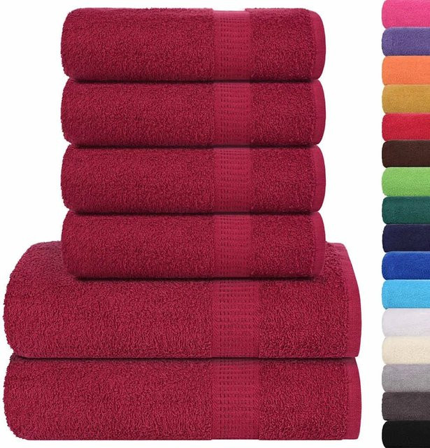vidaXL 6-teiliges Handtuch-Set aus 100% Baumwolle in Rot mit 360 g/m² - Bild 1