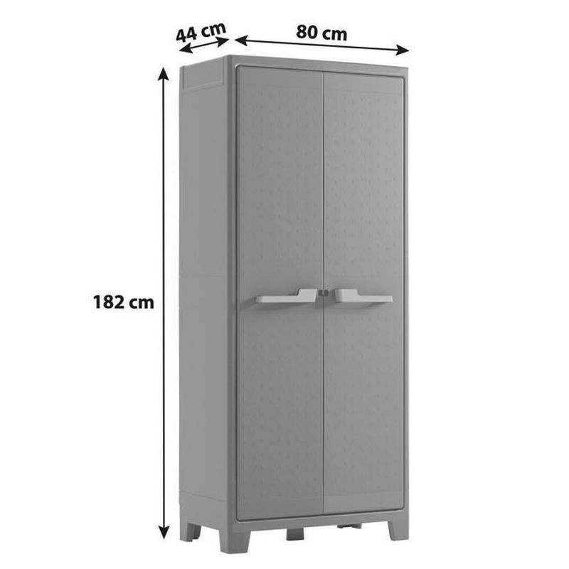 Keter Kunststoffschrank Moby in Anthrazit mit Türen und Regalböden B/H/T: 80 x 182 x 44 cm - Bild 4