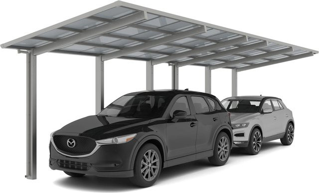 Ximax Doppelcarport Linea-110 Tandem in Edelstahl-Look, Farbe: silberfarben, B/T: 272,6 x 982,6 cm - Bild 1