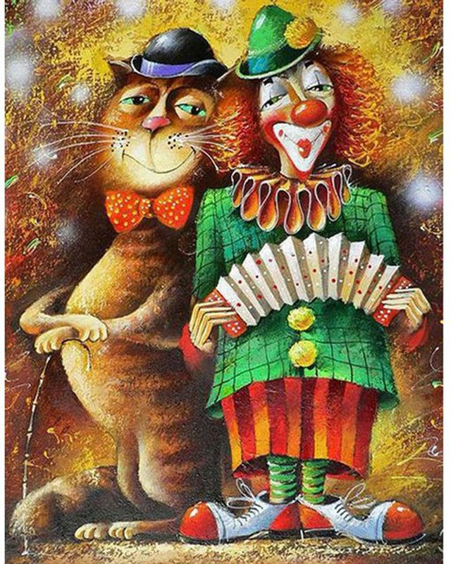 FIYO 5D DIY Diamantmalerei Katze Weihnachten Clown Mosaik Bild, mehrfarbig, B/H: 20 x 30 cm - Bild 1
