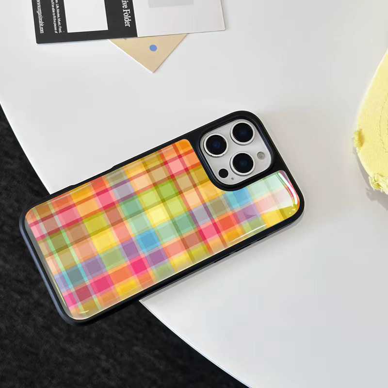 AIR PLUS Korean Style Gitter Handyhülle mit Anti-Drop-Schutz für iPhone 11 bis iPhone 17 Pro Max in Mehrfarbig - Bild 5